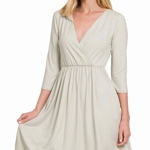 Zenana Outfitters Cream Long Sleeve Dress